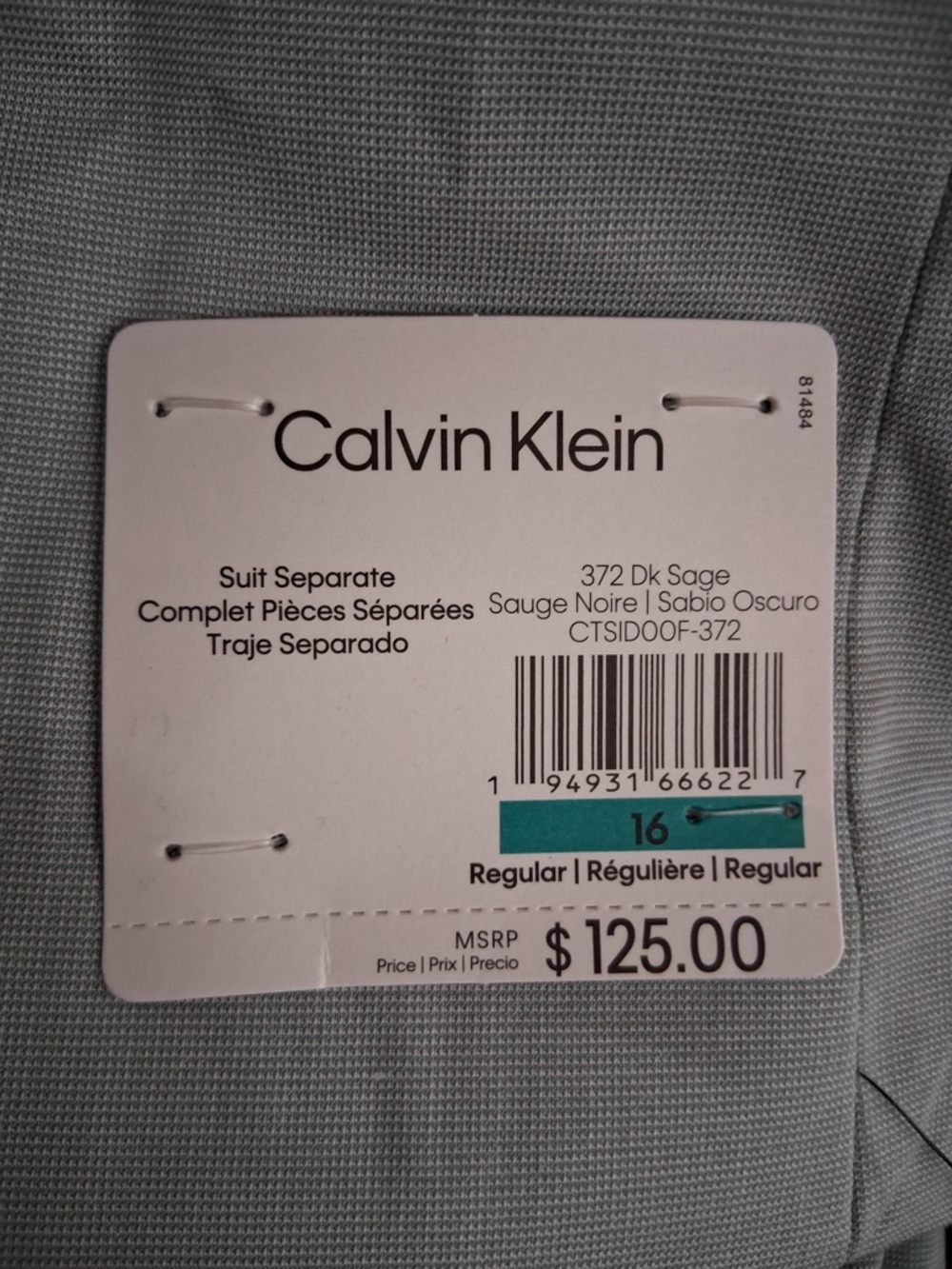 Calvin Klein Boys' Slim-Fit Stretch Suit Jacket -Dark Sage - Picture 11 of 13